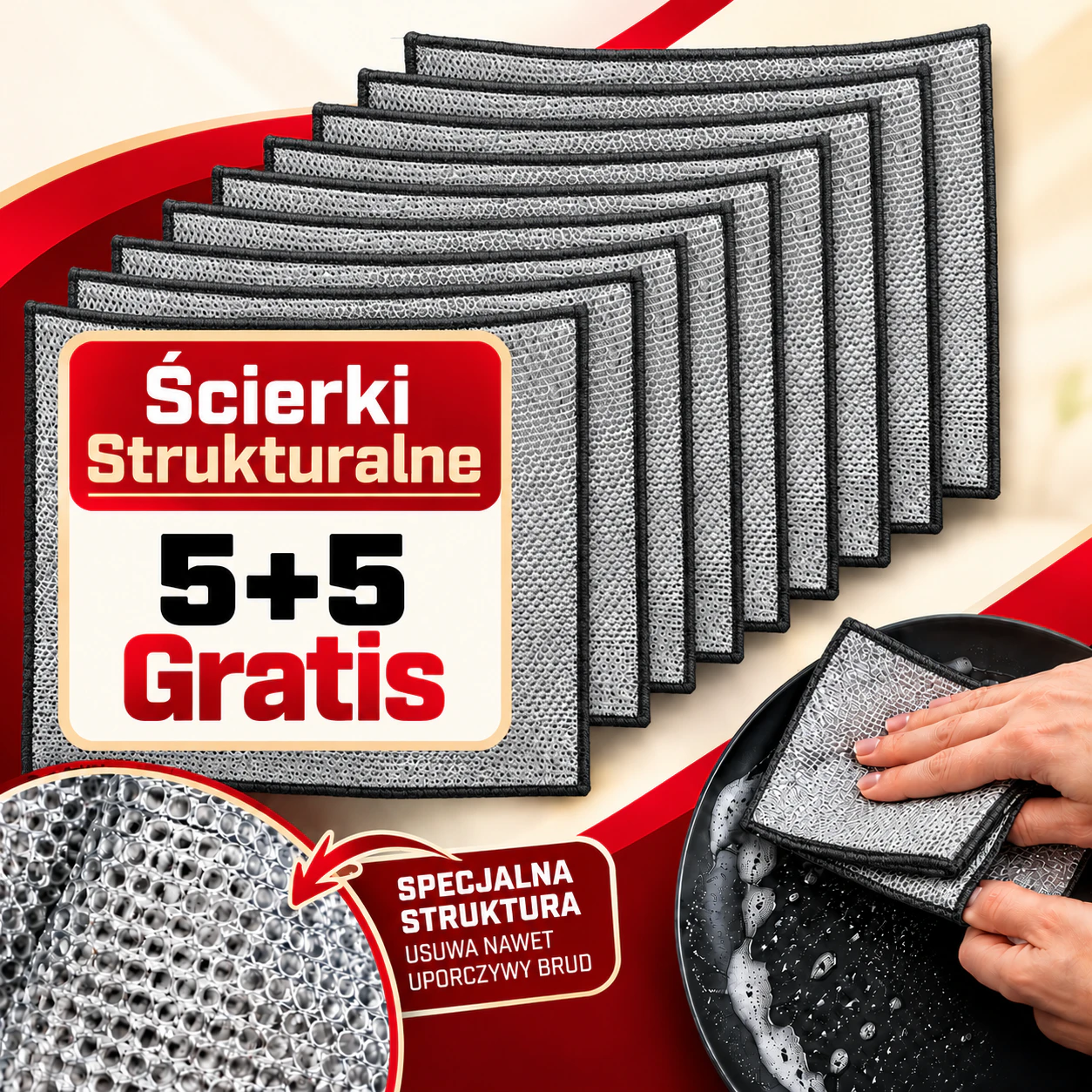 Ścierki Strukturalne do trudnych zabrudzeń 20x20 cm 1